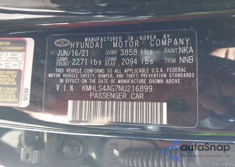 2022 Hyundai Elantra Sel z USA, uszkodzony, nr VIN KMHLS4AG7NU216899